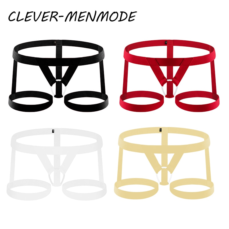 CLEVER-MENMODE Vyriškos seksualios stringelės Bondage apatiniai legingai Diržo žiedai Petnešų juosta Fetišas Flirtavimas Erotiniai apatiniai_voghion.com