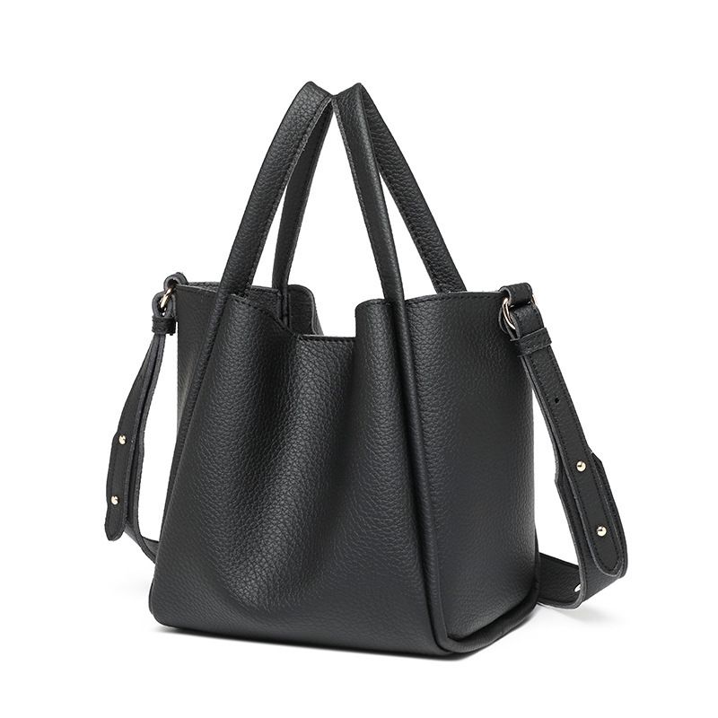 2025 Korean Style Fashion New Soft Leather Litchi Pattern Handbag Basket Niche Simple Versatile Crossbody Bag_voghion.com