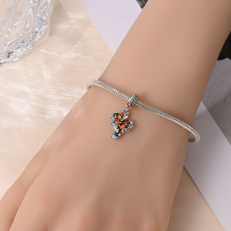 Gioielli da donna in argento 925 placcato, accessori fai da te, bracciale autunnale, ciondolo a forma di gufo con foglia d'acero e perline, per il Ringraziamento_voghion.com