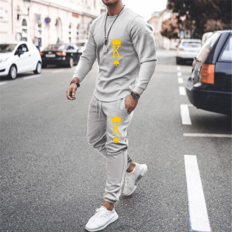 Men's Autumn Winter Sweatshirts Long Sleeve T-shirt Sets Letter Printed Men's Oversized Clothing T-shirt Fits Fashionable Sportswear Two Piece Set_voghion.com