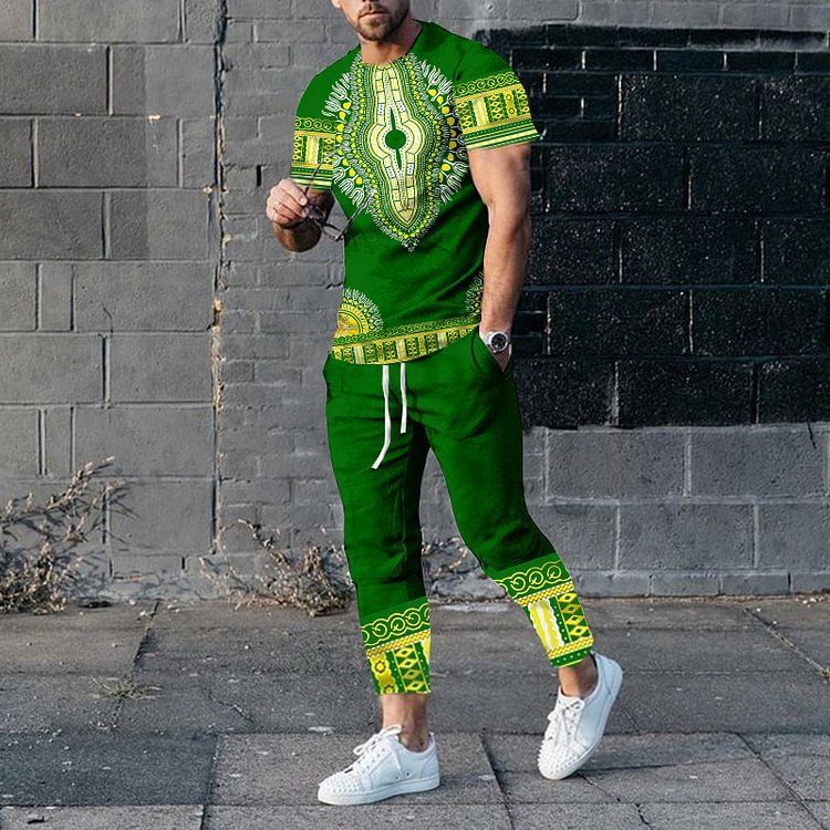 Set di pantaloni lunghi a maniche corte alla moda, estivi, casual, stampati in 3D, abbigliamento da uomo, taglie forti_voghion.com