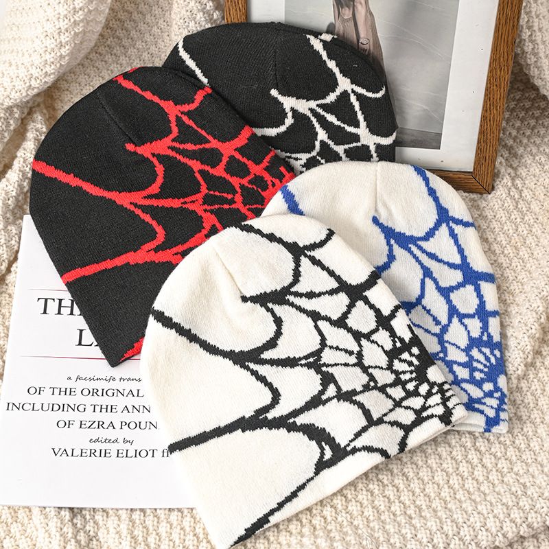 Gorros y gorras para hombre, elegantes y lujosos, de punto jacquard con diseño de telaraña, cálidos, para hombre y mujer, para el frío, para invierno._voghion.com