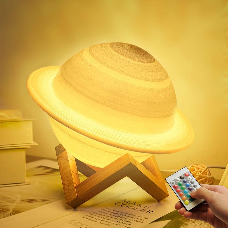 Kuuvalgusti 3D öövalgus, ruumi sisekujundus Kuuvalgusega laualamp jõulukink 16 värviga laste voodi Saturni lamp_voghion.com