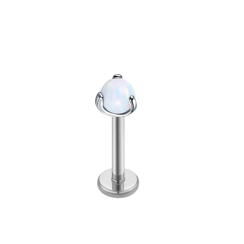 Vendita calda di piercing all'orecchio G23 titanio acciaio opale asta piatta chiodo labbro F136 lega di titanio cartilagine orecchio chiodo labbro anello foro sottile_voghion.com