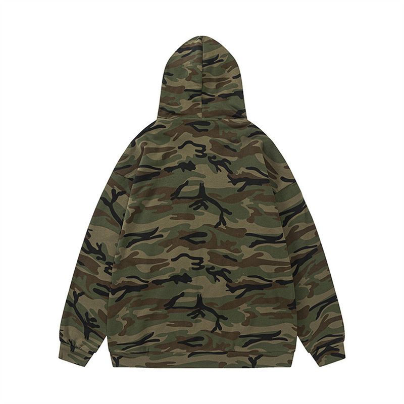 Felpa con cappuccio mimetica Shark da uomo, alla moda, casual, autunno inverno, con cerniera, stile americano_voghion.com