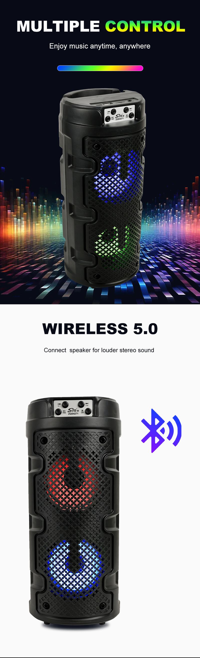 ZQS4271 Zunanji kamping zabavni brezžični Bluetooth zvočnik visoke kakovosti zvoka_voghion.com