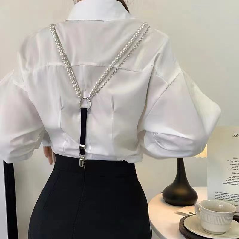 Nuova catena di perle Moda versatile cinturino elastico elastico Catena con clip Cinturino elastico coreano ad alto aspetto_voghion.com