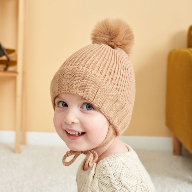 Vêtements pour bébé, protection auditive tressée et bonnet chaud en polaire pour bébé_voghion.com