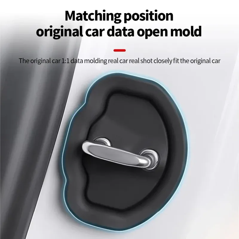 4 stuks Mute Demping Kussen Siliconen Slot Gesp Autodeur Anti-botsing Beschermhoes voor Tesla 3 Model Y_voghion.com