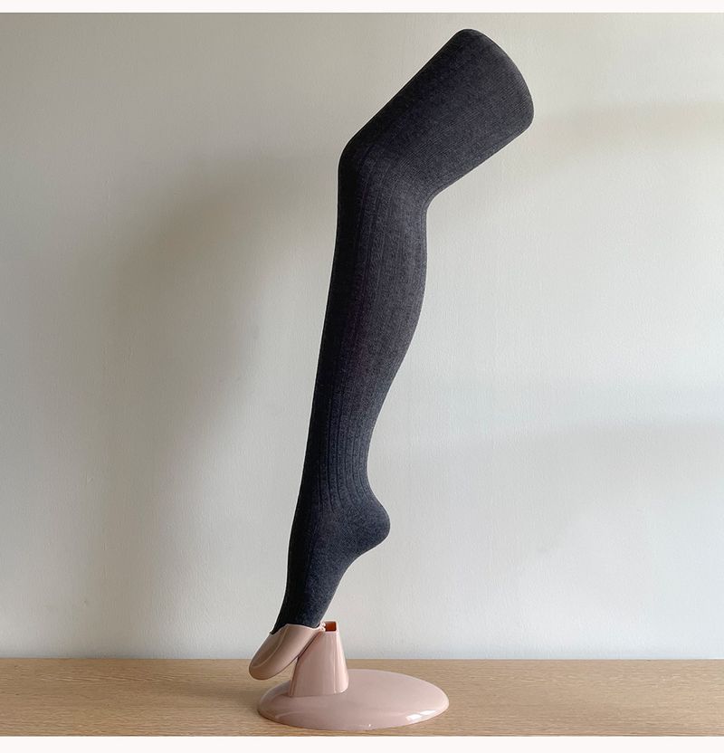 Calzini da donna Serie grigia Temperamento Grigio Righe verticali Sottili Leggermente trasparenti Collant di cotone Leggings_voghion.com