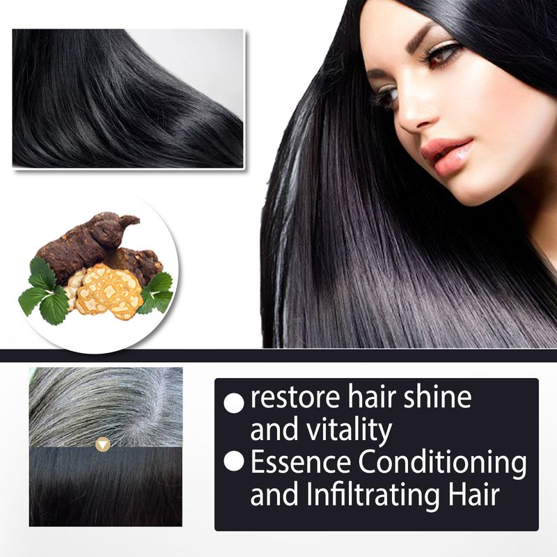 Haarverdunkelungsshampoo, Reparatur von grauweißem natürlichem Farbstoff, Anti-Kopfhaut-Juckreiz-Pflege, Schuppenentfernung, Polygonum-Shampoo für schwarzes Haar_voghion.com