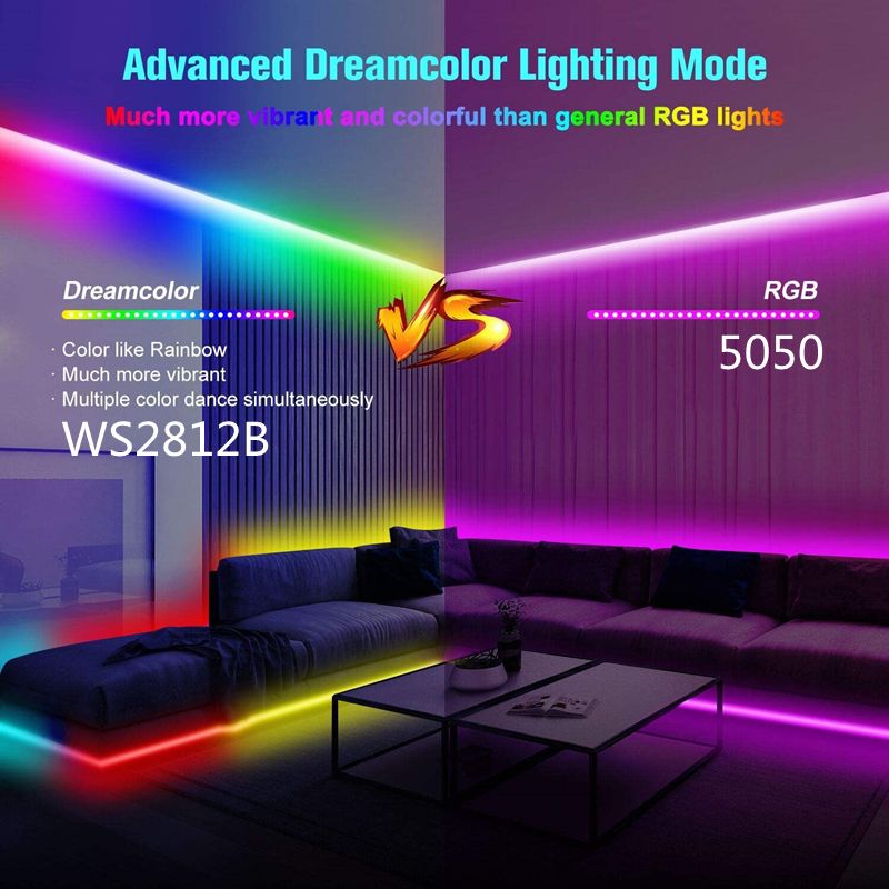 Bande lumineuse LED USB Bluetooth RGB 5050 WS2812B avec télécommande infrarouge et diode flexible 5 V 16 couleurs pour rétroéclairage de bureau TV_voghion.com