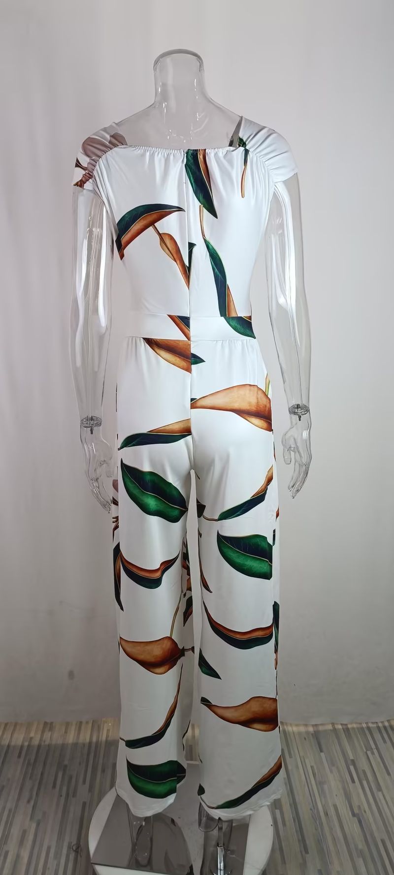 Női Ruházat divat temperamentum elegáns ingázás nyomott széles szárú jumpsuit_voghion.com