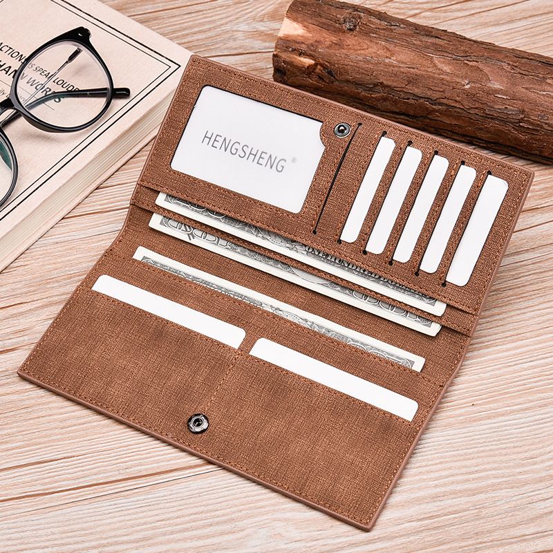 Dunne heren lange trendy merk leren gepersonaliseerde gesp matte portemonnee_voghion.com