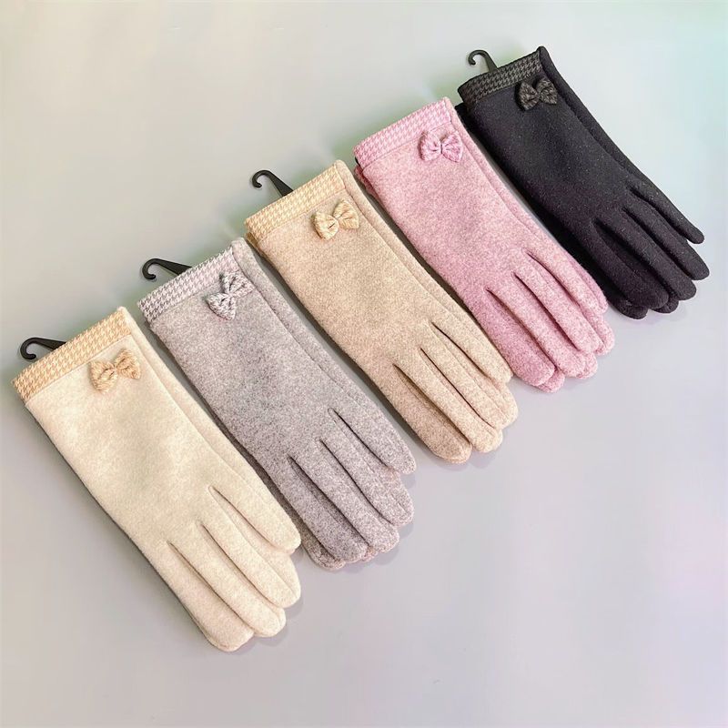 Cashmere gloves for women to keep warm cool in winter, simple cycling windproof, Korean version cute and versatile,_voghion.com
