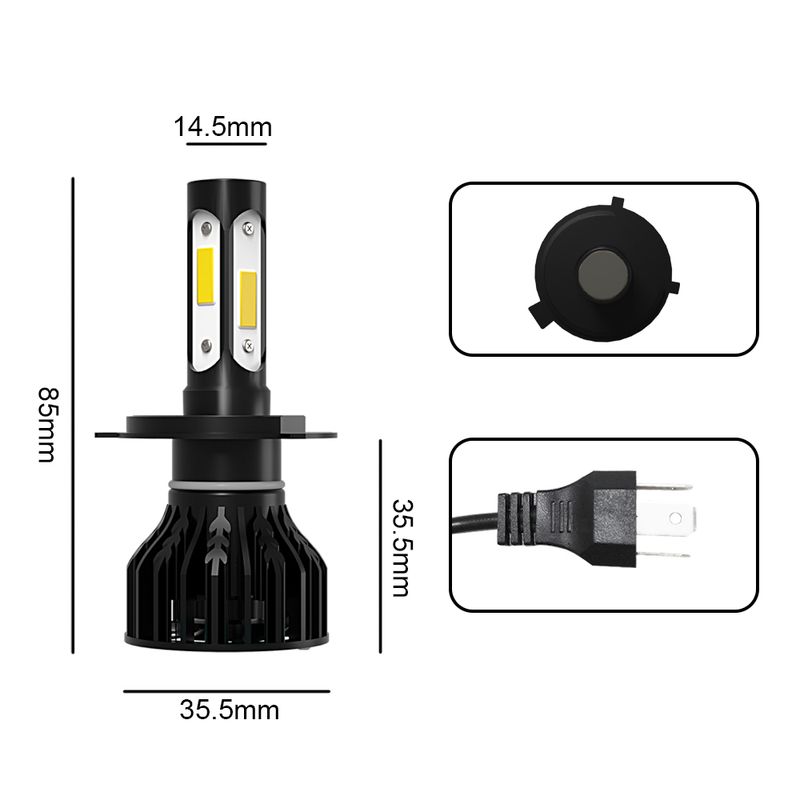 2Pcs LED Scheinwerfer H4 Auto Licht 6000K Hohe Abblendlicht Lampen Kit Für Toyota Yaris 2015-2019 2007 2008 2009 2010 2011 2012_voghion.com