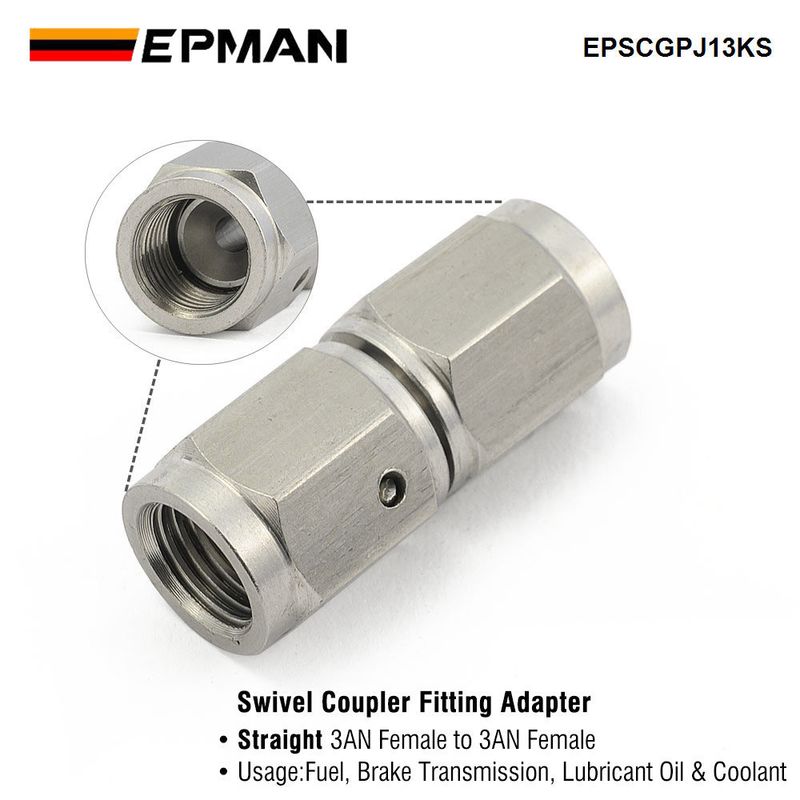 EPMAN 1PC raccordo girevole per tubo flessibile freno AN3 dritto in acciaio inox 45/90/180 gradi EPSCGPJ_voghion.com