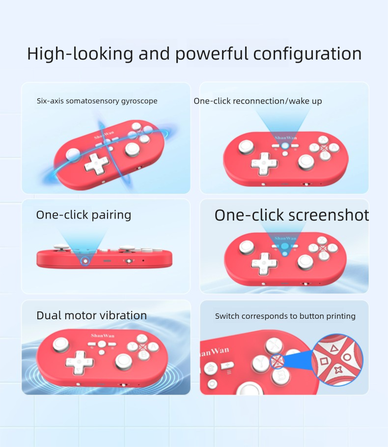 Shanwan Q37 Lightweight Game Ctroller For Switch, PC, Android, IOS, Wireless Bluetooth Portable Moti Sensing_voghion.com