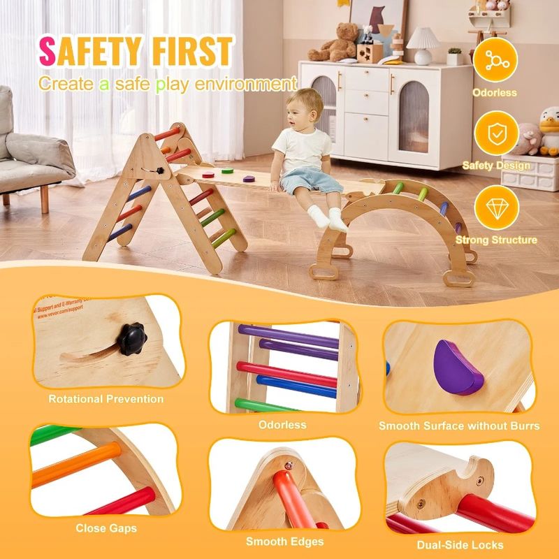 Pikler Set, Montessori In Toys Triangle, Toddler With Ramp, Climbing And Climbing Set 5 Arch, 1 Triangle Playground, Indoor Me_voghion.com