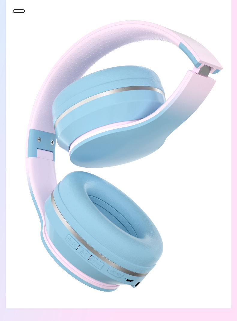Peakomplekt Bluetooth-kõrvaklapid Juhtmevaba muusika gradient värvi LED-valgusega kassikõrv mikrofoniga mängija kõrvaklappidega jõulukingid_voghion.com