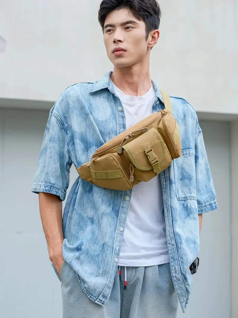 Marsupio da uomo impermeabile mimetico da caccia, escursionismo, arrampicata, in nylon, per cellulare, marsupio da combattimento 250806_voghion.com