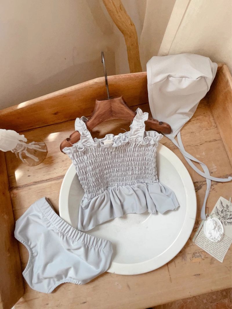 Maillot de bain bikini pour bébé fille - Tankini 3 pièces sans manches à volants avec jupe_voghion.com