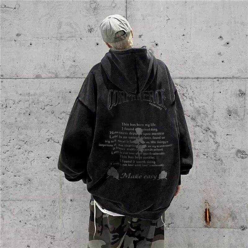 High Street Vibe Fleece Thickened Sweater Men's Ruffian Handsome High Sense_voghion.com