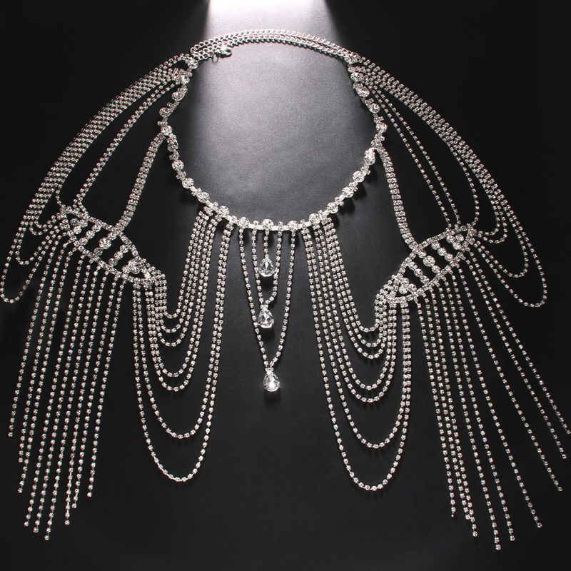 Beliebte Körperkette mit Strasssteinen, böhmische mehrschichtige Schulterkette mit Fransen, Körperkette für Damenaccessoires._voghion.com