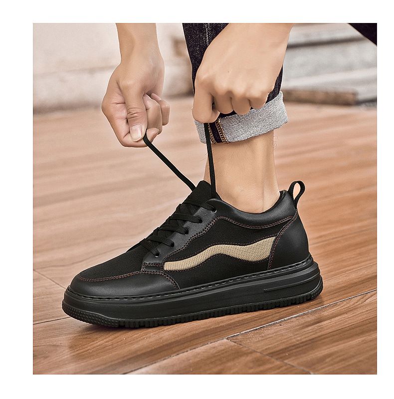 Invisible Inner Heightening Board Shoes Little White Shoes Sports Casual Shoes Non-slip Thick Baseplate Shoes Round Head Men_voghion.com