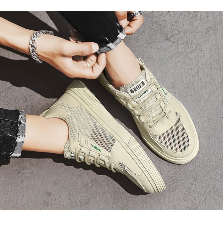 Sommer Neue Atmungsaktive Hohl Mesh Herren Student Trendy Vielseitige Weiße Stoff Schuhe Casual Sneakers Männer_voghion.com