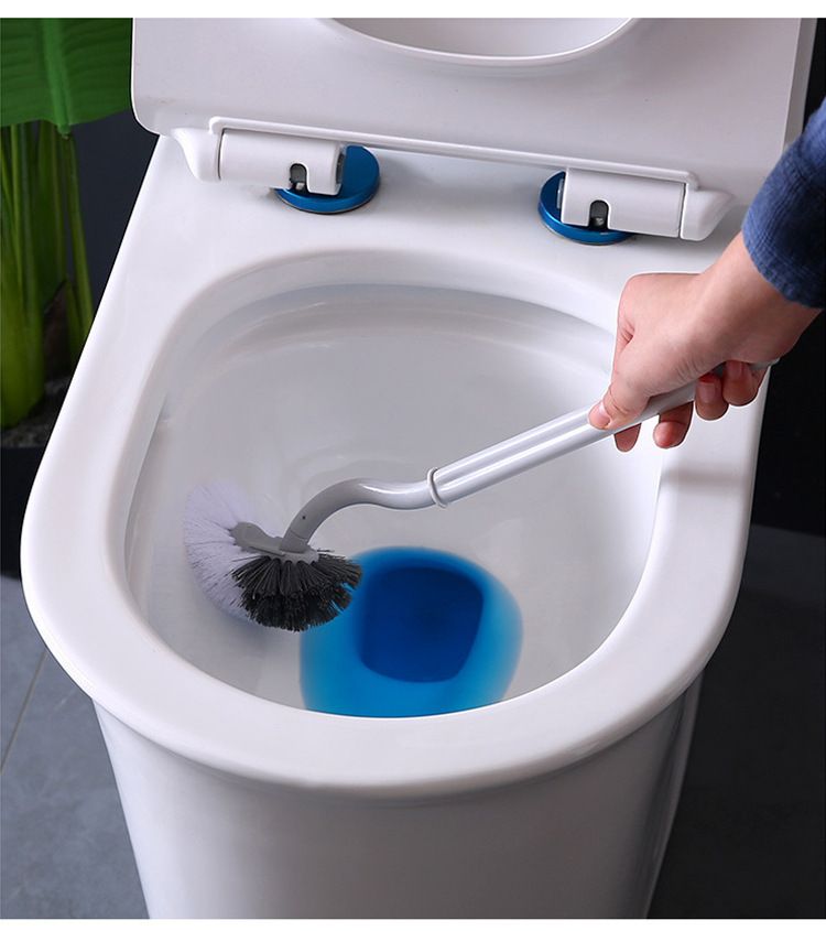 Toilettenbürste mit langem Griff und Wandhalterung – 360°-Tiefenreinigungsborsten für schwer erreichbare Stellen, rostfrei und spritzfrei_voghion.com