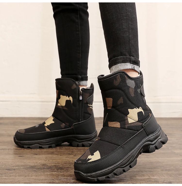 Nouvelle chaussure d'hiver chaude et épaisse avec doublure polaire, botte de neige Northeat, chaussure de voyage imperméable et résistante au froid, en coton pour homme_voghion.com