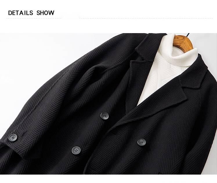 Luxury Double-Sided Coat For Men, Business Gentleman Trench Coat, Mid-Length Over-the-Knee Wool Overcoat_voghion.com