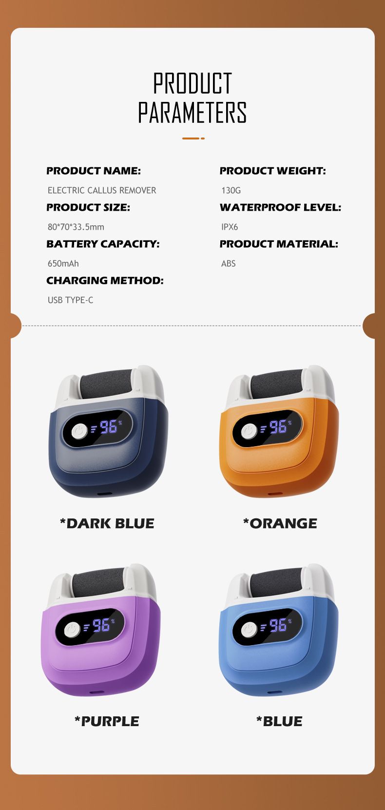 New Model With Screen Display, 3-Level Adjustable Grinder, USB Rechargeable, Removes Dead Skin And Calluses, Electric_voghion.com