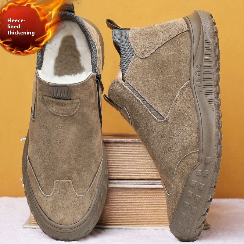 Winter snow boots men, featuring a combination of fur, bread, and plush added warmth. These cotton shoes are designed_voghion.com