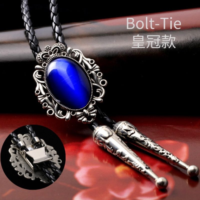 Lässige Halskette, trendige Bolo-Krawatte, Halsband-Accessoires, Metallkrone, Katzenaugen-Hemdschleife, Bolo-Krawatte_voghion.com