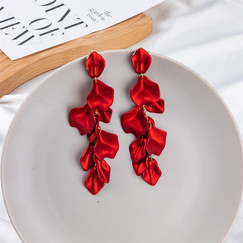 1 Paar elegante Ohrhänger mit Blumen-Motiv aus Metalllegierung für Damen_voghion.com