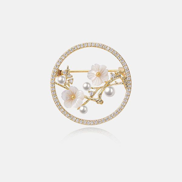 Natural Shell Plum Blossom Brooch, Corsage Femininity Pin, High-end Exquisite Neckline Accessories_voghion.com