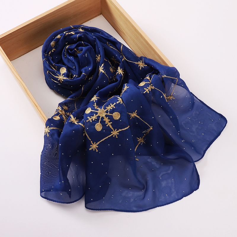 Eleganter Chiffon-Hijab mit Stickerei und Strasssteinen – Leichtes muslimisches Kopftuch für Damen – 70 x 175 cm (verschiedene Farben)_voghion.com