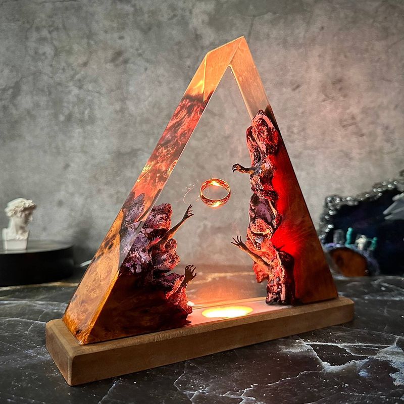 The Lord Of The Rings Epoxy Wooden Night Handmade Home Decoration Ocean Resin Light Boyfriend's Gift_voghion.com