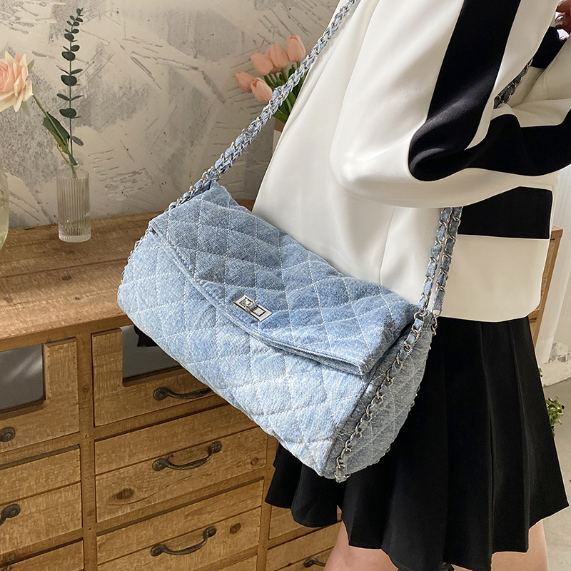 Borsa da donna di fascia alta Borsa da donna 2023 New Fashion Borsa a tracolla a prezzo singolo Denim Borsa tote versione coreana di grande capacità_voghion.com