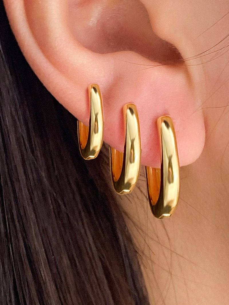 GEOMETRIC TRIO - Alloy Hoop Earrings Set (High-End Minimalist Jewelry, Retro Personality Design)_voghion.com