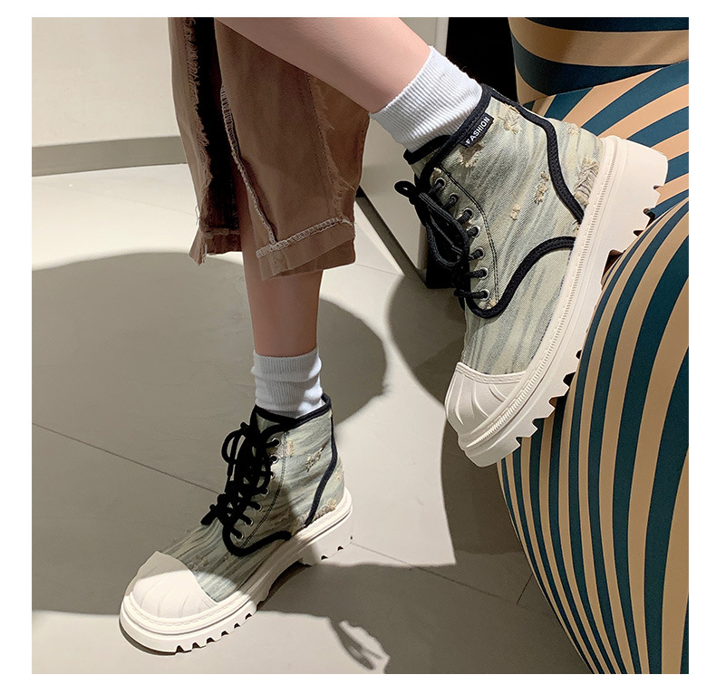 Shell Head Beggar Hole High Top Canvas Shoes Women S Autumn New Ins Trend Niche Thick Soled Martin Boots_voghion.com