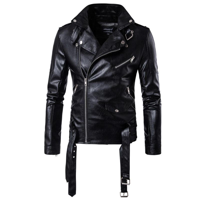 Männer Kunstleder Mantel Reißverschluss Mantel Motorjacke Herren Bomberjacken Mode Motorrad Biker Punk Mann Marke Top Colthing_voghion.com