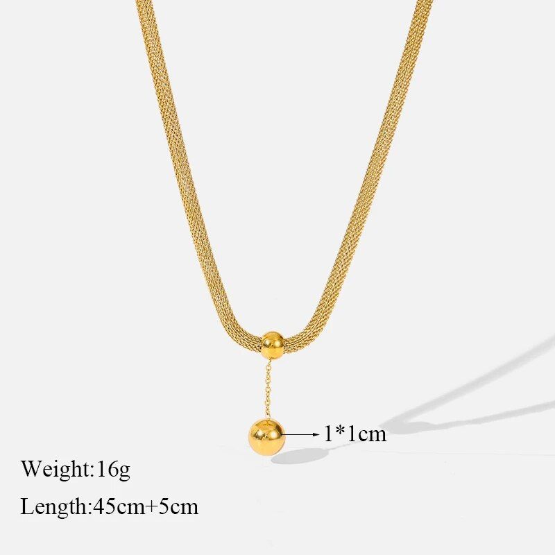 Eilieck 316l Stainless Steel Gold Color Hollow Ball Beaded Pendant Necklace for Women Non-fading Necklace Jewelry Girls Gifts Party_voghion.com