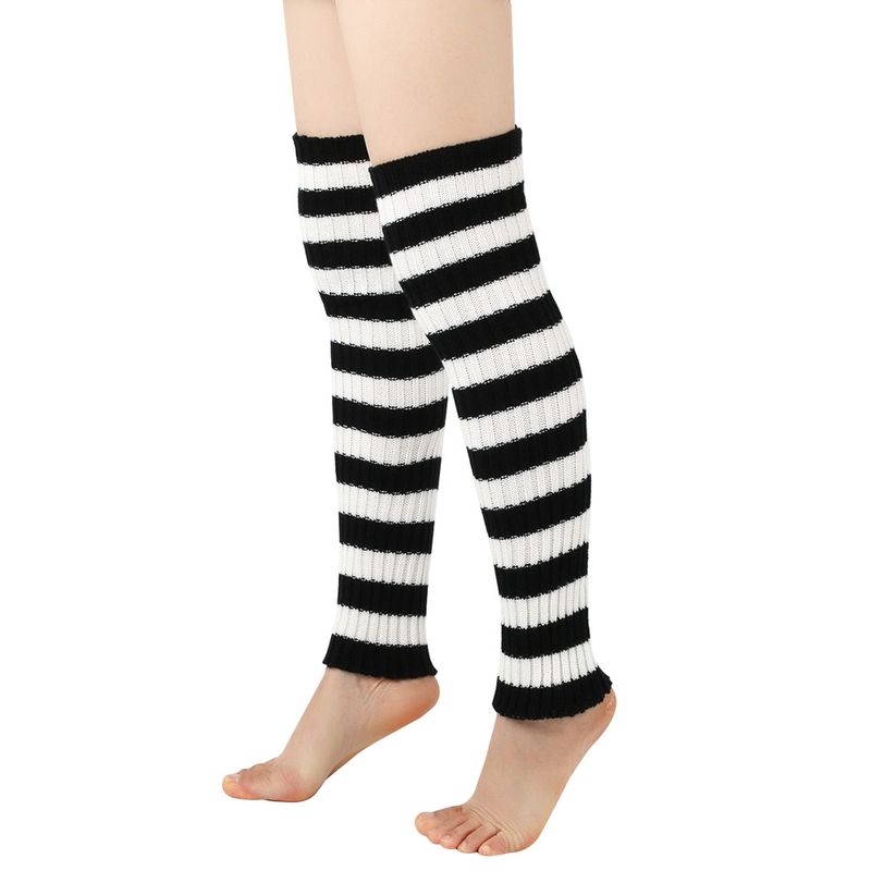 Unisex Beinwärmer für Männer und Frauen Gestrickte Fußwärmer Farbig gestreifte Stiefelwärmer Stapelsocken_voghion.com