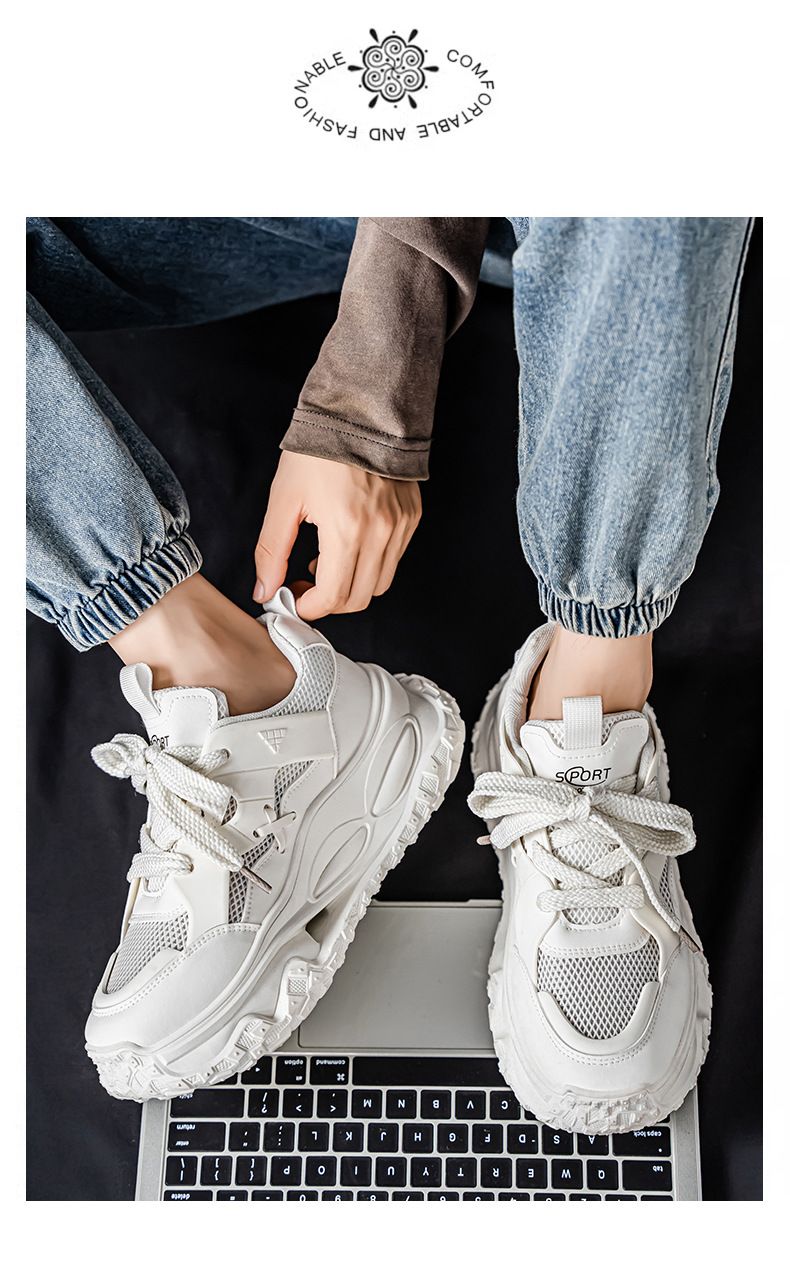 Sneakers da uomo in mesh traspirante - Scarpe da corsa leggere e ammortizzate con rinforzo nascosto in altezza | Scarpe estive casual e da tennis per adolescenti e giovani adulti_voghion.com