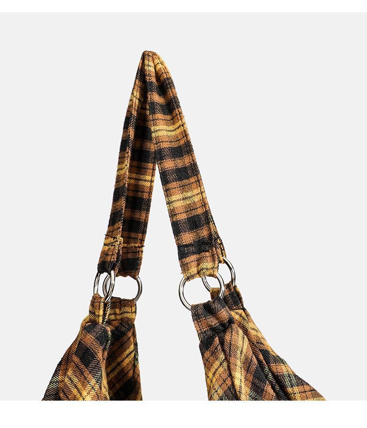 Borsa a mano scozzese 2025 Estate Nuova Borsa a tracolla in tela di grande capacità Borsa alla moda Versatile Tempo libero Quotidiano Semplice Pendolarismo Leggera_voghion.com