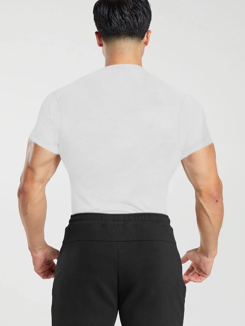 Maglietta da uomo a maniche corte con scollo tondo ad asciugatura rapida, abbigliamento da allenamento per basket, corsa, sport e fitness_voghion.com