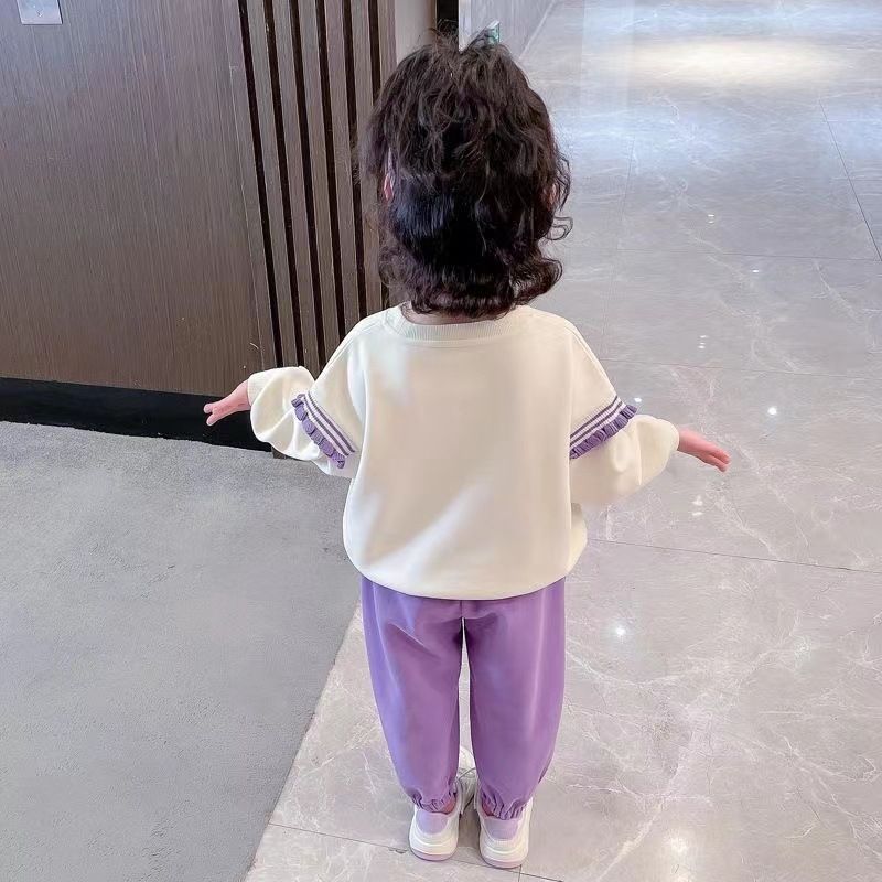 Felpa con cappuccio sportiva alla moda per ragazze primavera e autunno 2024, abbigliamento per bambini larghi stile occidentale per celebrità di Internet_voghion.com